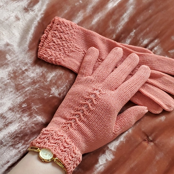 Pink Vintage hand made 💗 gloves s/m - Picture 4 of 8